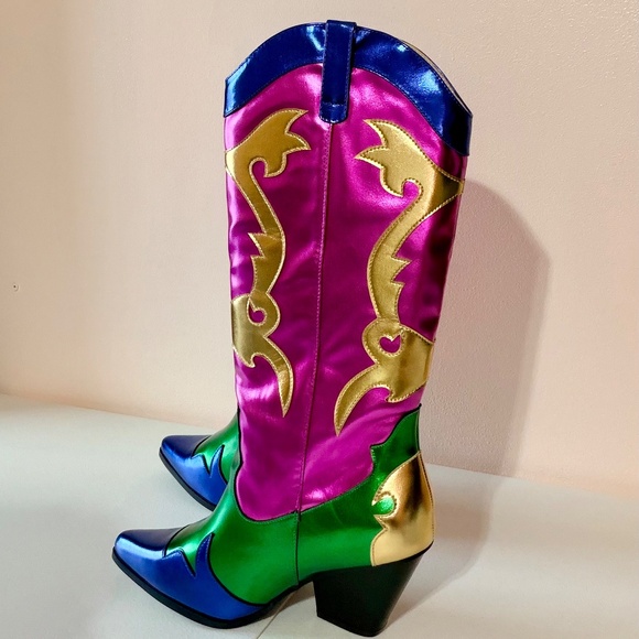 Cape Robbin Metallic Multi Color 3" Block Heel Western Cowboy Boots - Picture 4 of 9